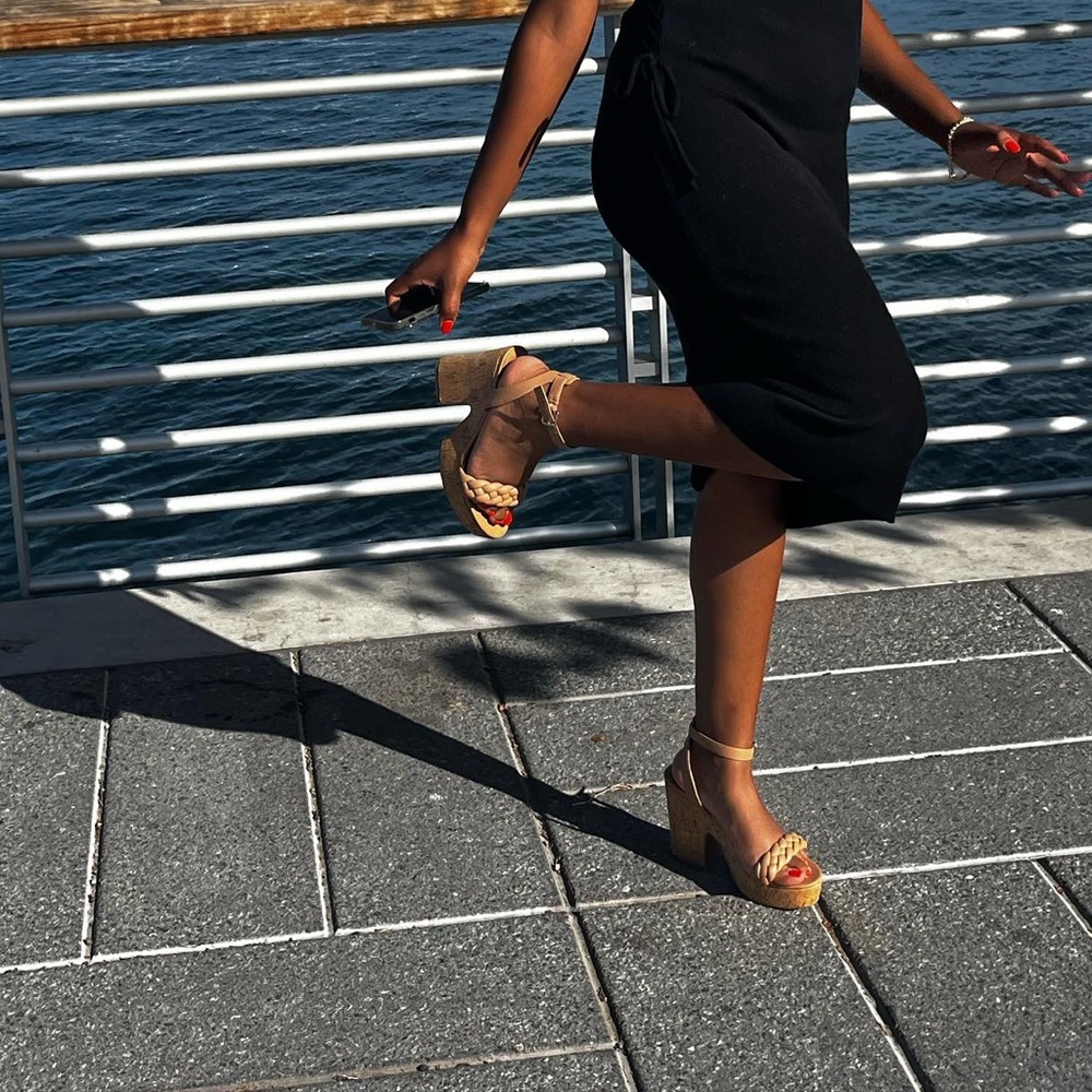 Elegant Nude Block Heel Sandals
